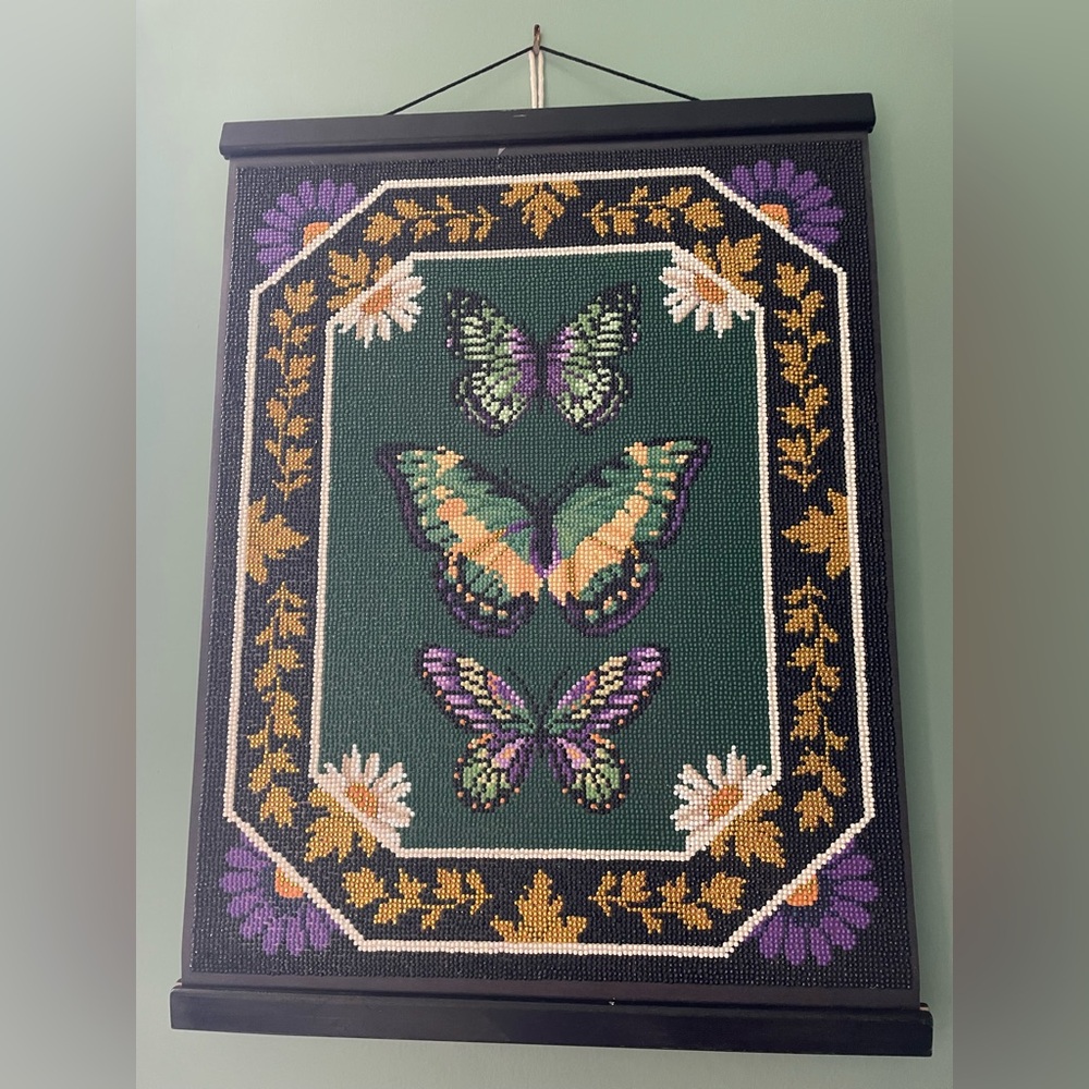 Butterfly Tapestry Wall Hanging - Green and Purple (diamond painting) finished